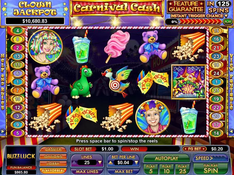 Carnival Cash  Real Money Slot made by NuWorks - Main Screen Reels