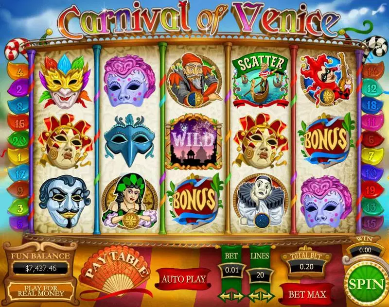 Carnival of Venice  Real Money Slot made by Topgame - Main Screen Reels