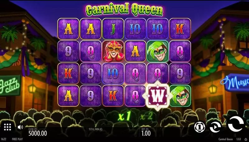 Carnival Queen  Real Money Slot made by Thunderkick - Main Screen Reels