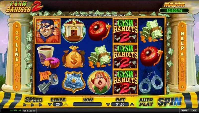 Cash Bandit 2  Real Money Slot made by RTG - Main Screen Reels