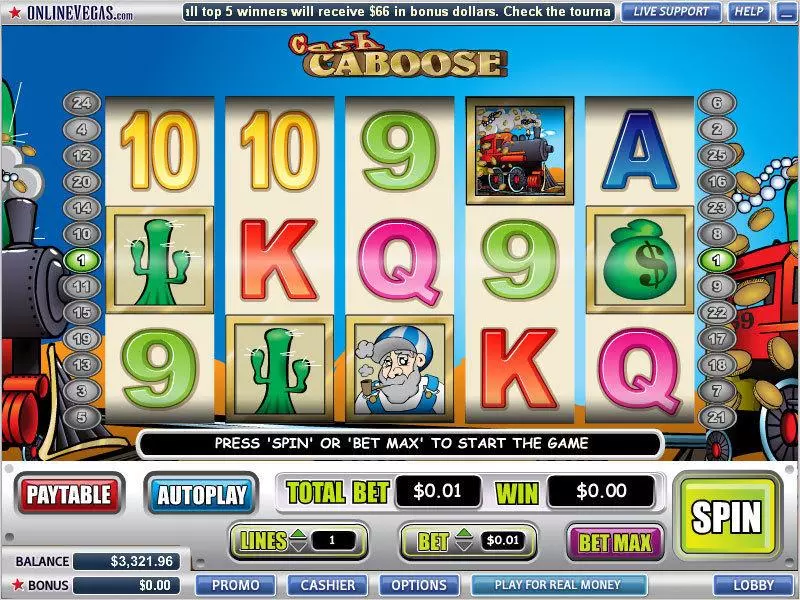 Cash Caboose  Real Money Slot made by WGS Technology - Main Screen Reels