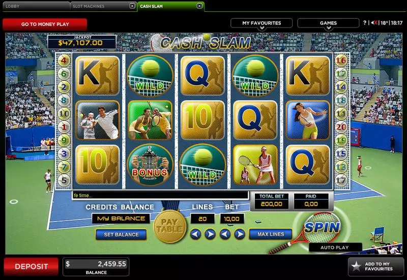 Cash Slam  Real Money Slot made by 888 - Main Screen Reels