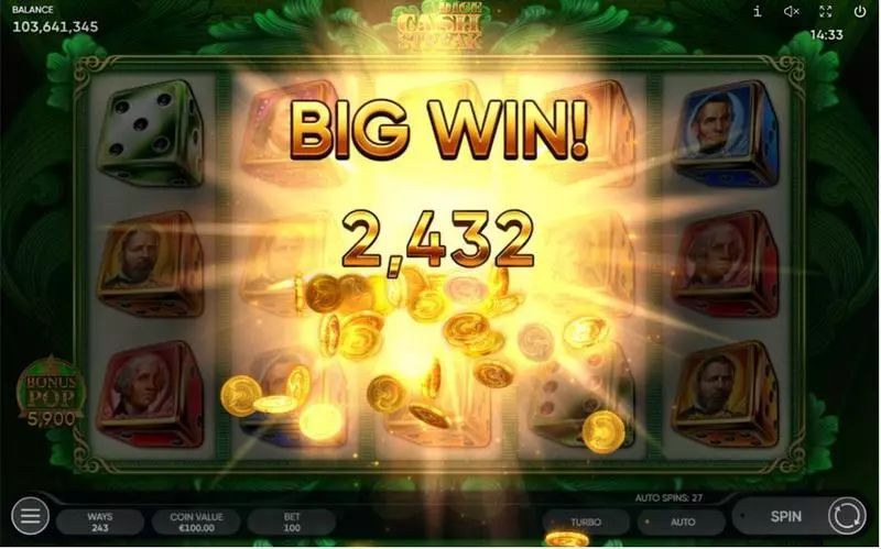 Cash Streak Dice  Real Money Slot made by Endorphina - Winning Screenshot