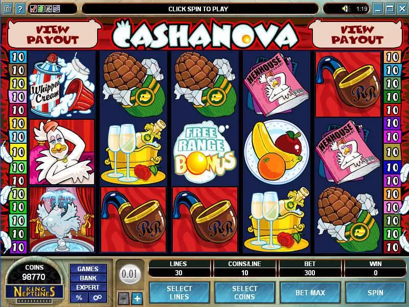 Cashanova  Real Money Slot made by Microgaming - Main Screen Reels