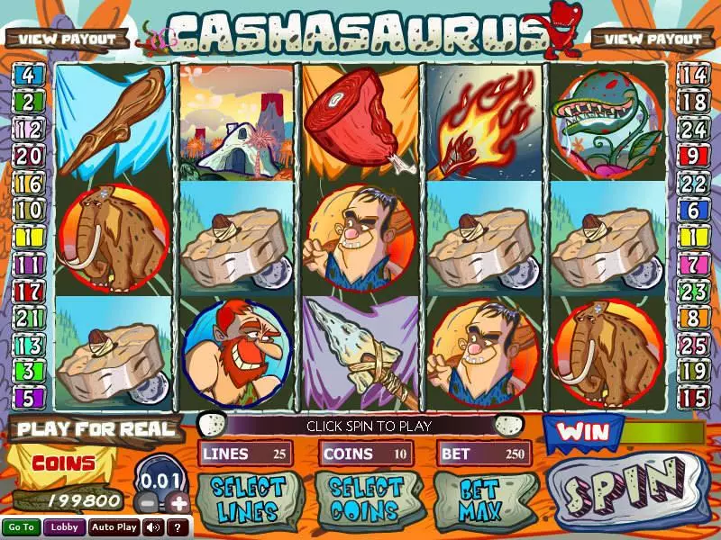 Cashasaurus  Real Money Slot made by Wizard Gaming - Main Screen Reels
