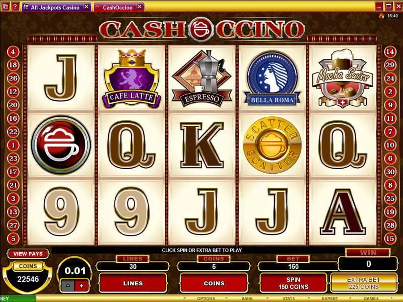 CashOccino  Real Money Slot made by Microgaming - Main Screen Reels