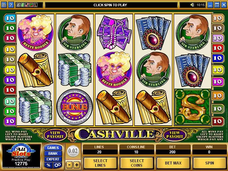Cashville  Real Money Slot made by Microgaming - Main Screen Reels