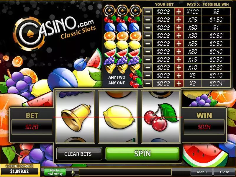 Casino.com Classic  Real Money Slot made by PlayTech - Main Screen Reels