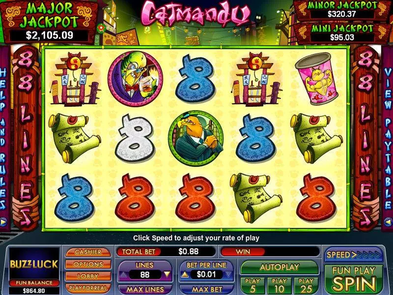 Catmandu  Real Money Slot made by NuWorks - Main Screen Reels