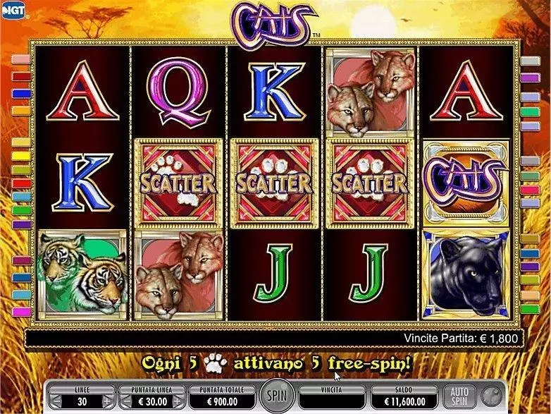 Cats  Real Money Slot made by IGT - Introduction Screen