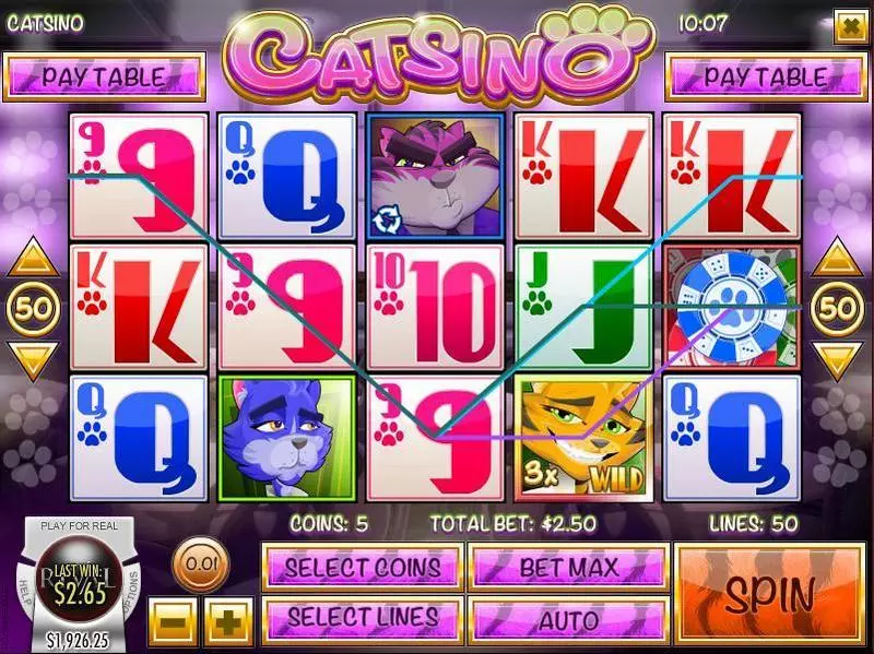 Catsino  Real Money Slot made by Rival - Main Screen Reels