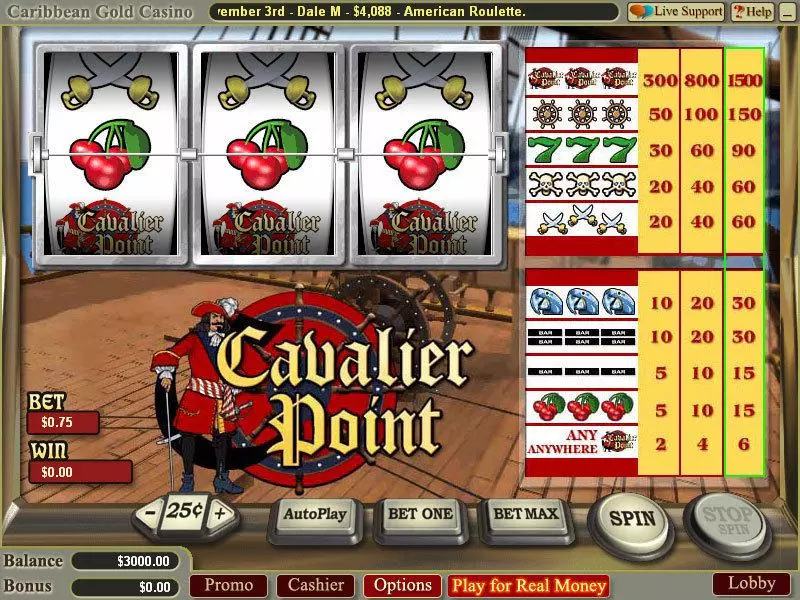 Cavalier Point  Real Money Slot made by Vegas Technology - Main Screen Reels