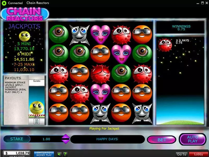 Chain Reactors  Real Money Slot made by 888 - Main Screen Reels