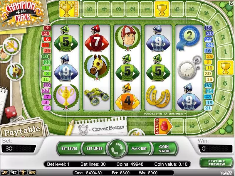 Champion of the Track  Real Money Slot made by NetEnt - Main Screen Reels