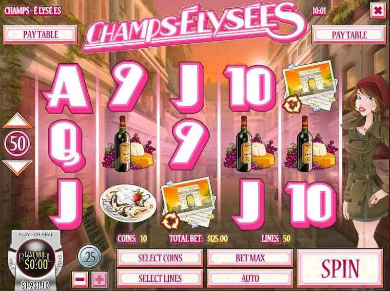 Champs-Elysees  Real Money Slot made by Rival - Main Screen Reels
