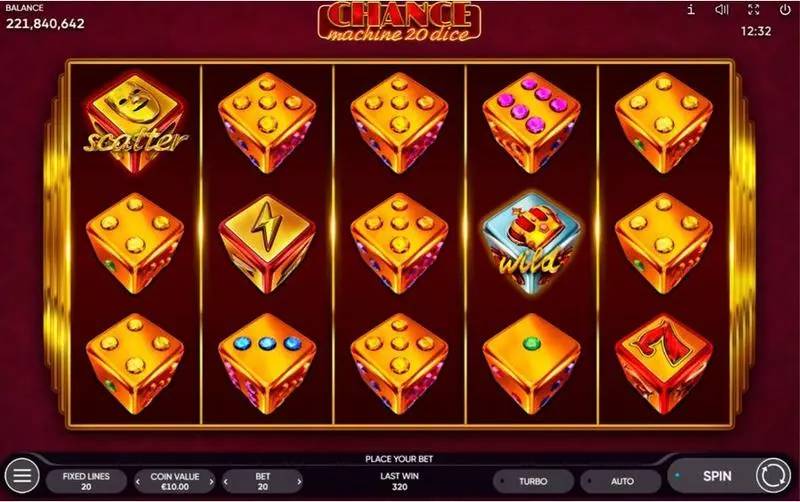 Chance Machine 20 Dice  Real Money Slot made by Endorphina - Main Screen Reels