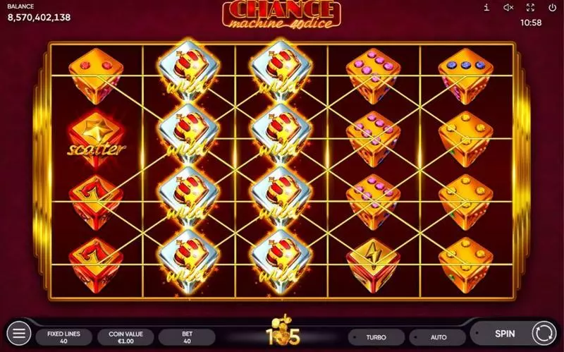 Chance Machine 40 Dice  Real Money Slot made by Endorphina - Main Screen Reels