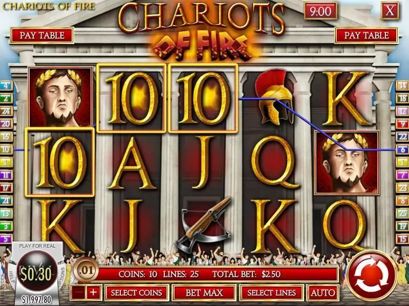 Chariots of Fire  Real Money Slot made by Rival - Main Screen Reels