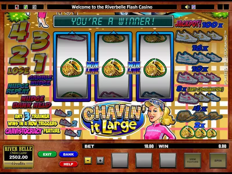 Chavin' it Large  Real Money Slot made by Microgaming - Main Screen Reels