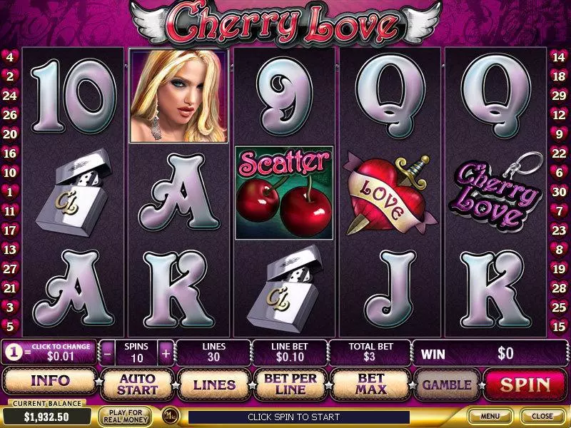 Cherry Love  Real Money Slot made by PlayTech - Main Screen Reels