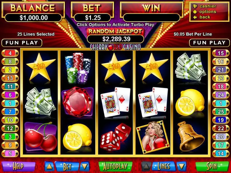 Cherry Red  Real Money Slot made by RTG - Main Screen Reels