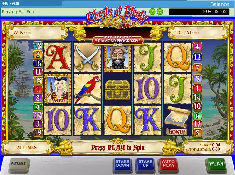Chests of Plenty  Real Money Slot made by PlayTech - Main Screen Reels