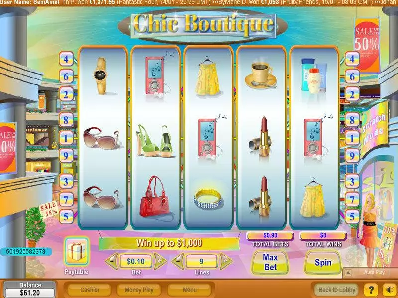 Chic Boutique  Real Money Slot made by NeoGames - Main Screen Reels
