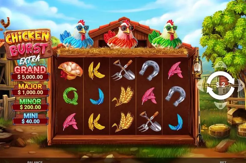 Chicken Burst Extra  Real Money Slot made by Wizard Games - Main Screen Reels