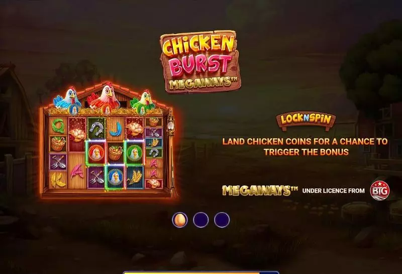 Chicken Burst Megaways  Real Money Slot made by Wizard Games - Introduction Screen