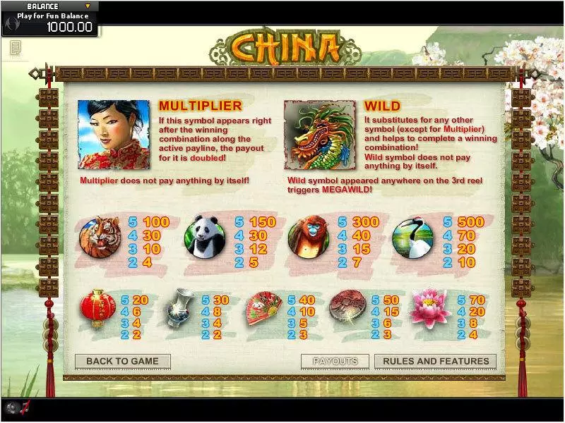 China MegaWild  Real Money Slot made by GamesOS - Info and Rules