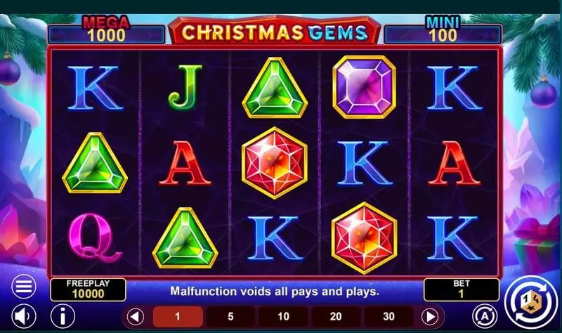 Christmas Gems Hold And Win  Real Money Slot made by 1Spin4Win - Main Screen Reels