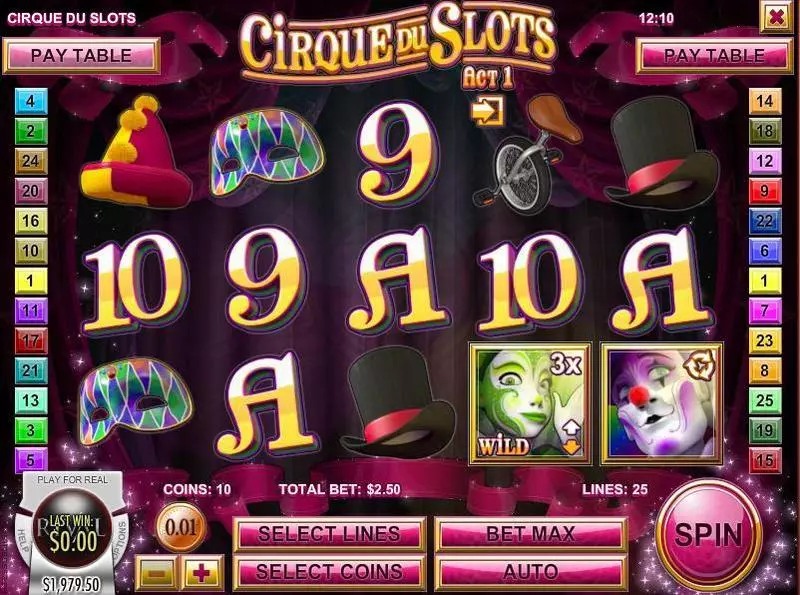 Cirque du Slots  Real Money Slot made by Rival - Main Screen Reels