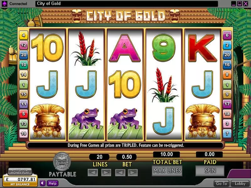 City of Gold  Real Money Slot made by 888 - Main Screen Reels