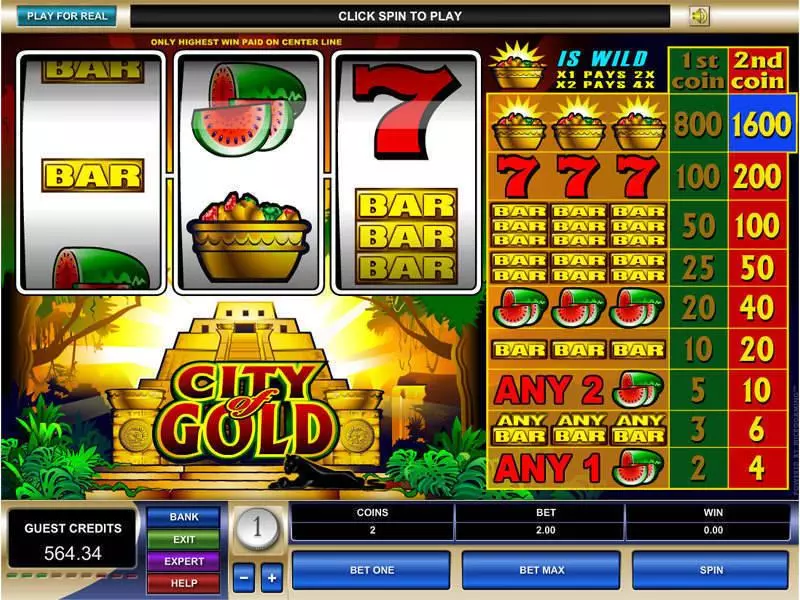 City of Gold  Real Money Slot made by Microgaming - Main Screen Reels