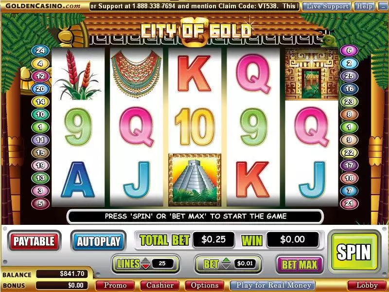 City of Gold  Real Money Slot made by WGS Technology - Main Screen Reels