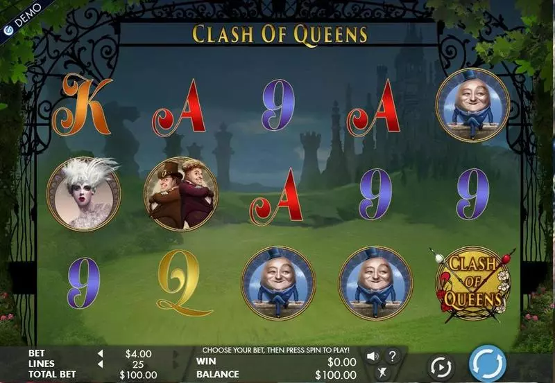 Clash of Queens  Real Money Slot made by Genesis - Main Screen Reels