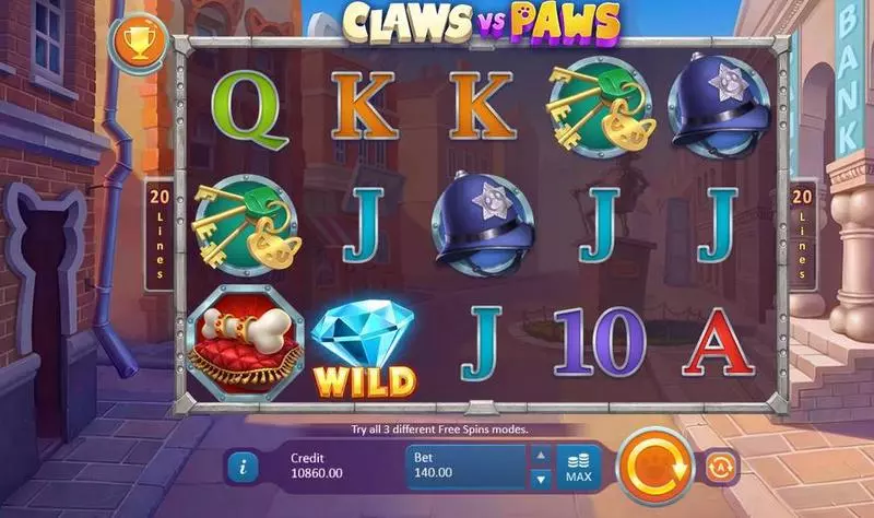 Claws vs Paws  Real Money Slot made by Playson - Main Screen Reels