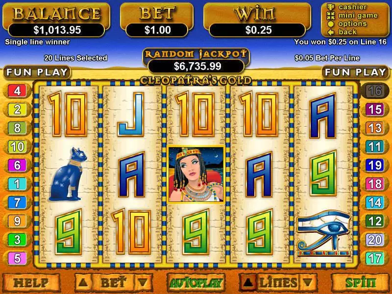 Cleopatra's Gold  Real Money Slot made by RTG - Main Screen Reels