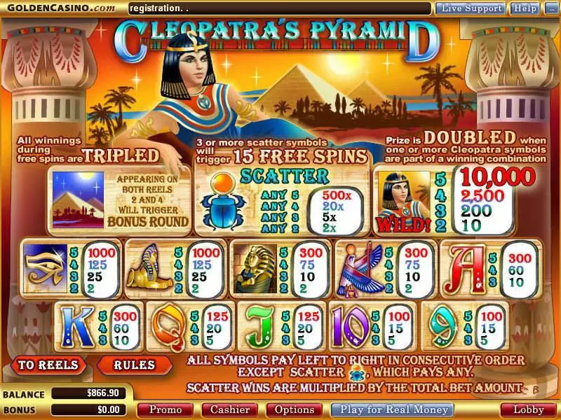Cleopatra's Pyramid  Real Money Slot made by WGS Technology - Info and Rules