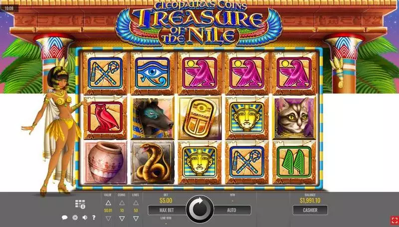 Cleopatra’s Coins: Treasure of the Nile  Real Money Slot made by Rival - Main Screen Reels