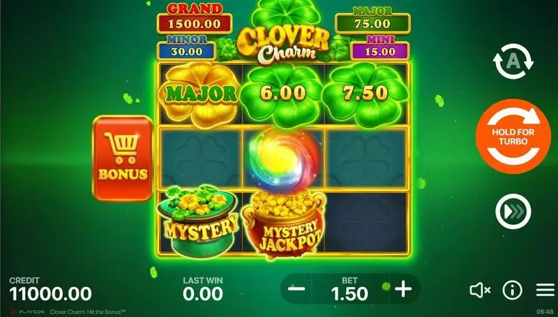 Clover Charm - Hit the Bonus  Real Money Slot made by Playson - Main Screen Reels