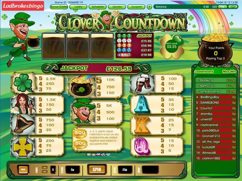 Clover Countdown Mini  Real Money Slot made by Virtue Fusion - Info and Rules