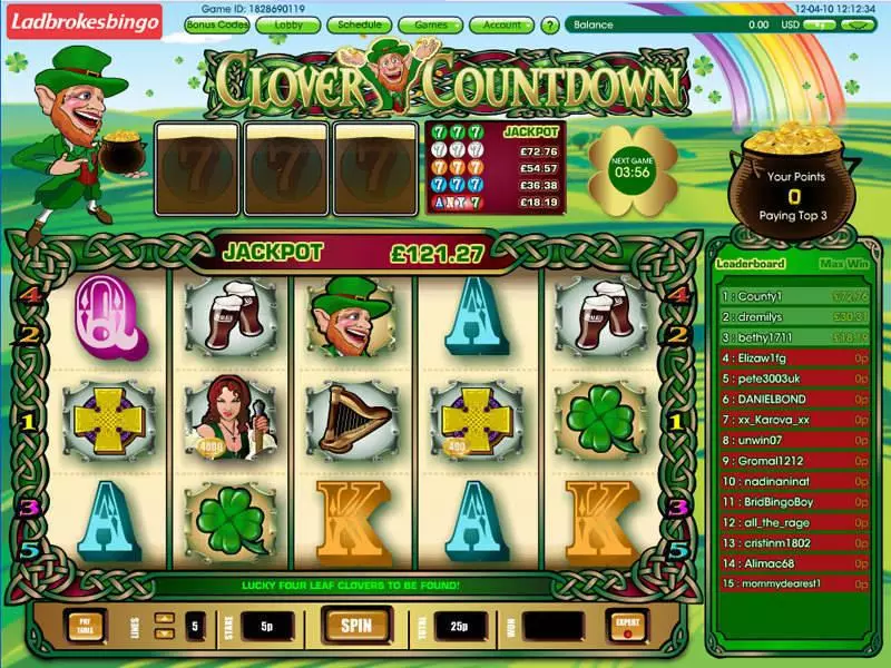 Clover Countdown Mini  Real Money Slot made by Virtue Fusion - Main Screen Reels