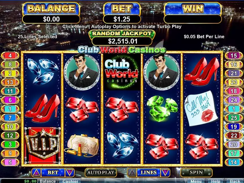 Club World Casinos!  Real Money Slot made by RTG - Main Screen Reels