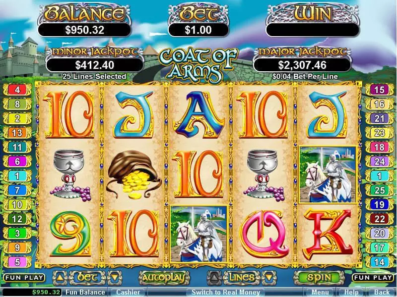 Coat of Arms  Real Money Slot made by RTG - Main Screen Reels