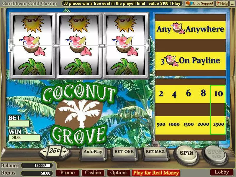 Coconut Grove  Real Money Slot made by Vegas Technology - Main Screen Reels