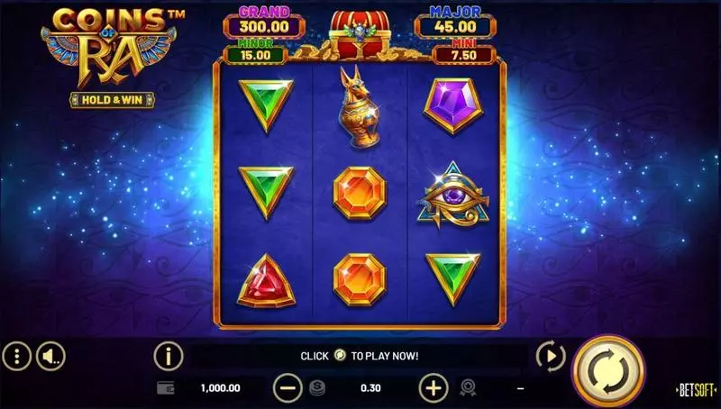 Coins of Ra – HOLD & WIN  Real Money Slot made by BetSoft - Main Screen Reels