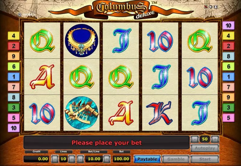 Columbus - Deluxe  Real Money Slot made by Novomatic - Main Screen Reels