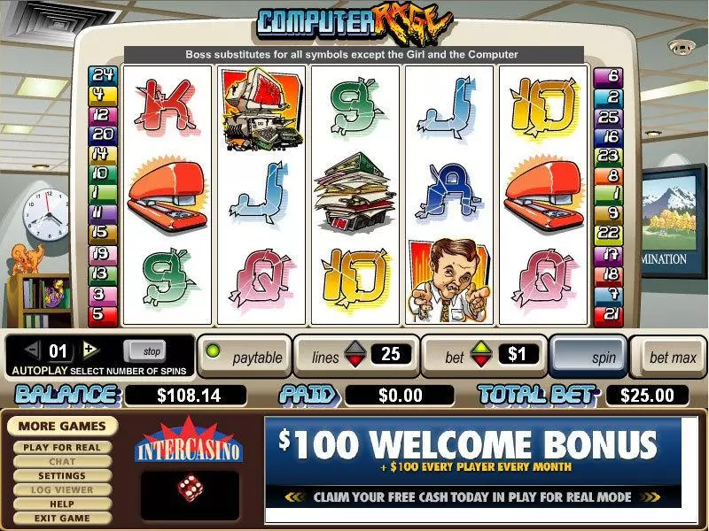 Computer Rage  Real Money Slot made by CryptoLogic - Main Screen Reels