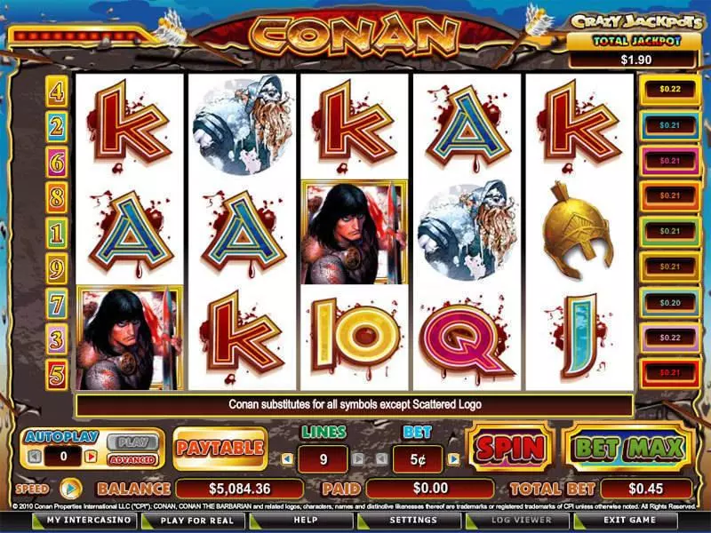 Conan the Barbarian  Real Money Slot made by CryptoLogic - Main Screen Reels